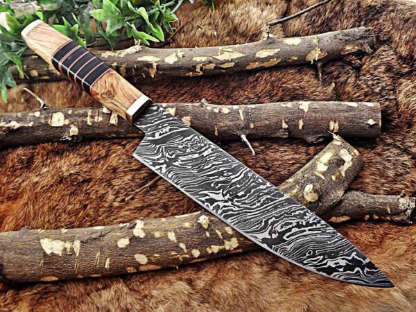 Custom Handmade Damascus Steel Chef Knife | Christmas Gift, Birthday Gift, Wedding Gift, Anniversary Gift, Valentine's Gift - Image 5