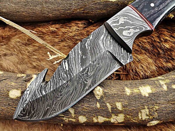 Custom Handmade Damascus Steel Gut Hook Skinner Knife | Christmas Gift, Birthday Gift, Wedding Gift, Anniversary Gift, Valentine's Gift - Image 3