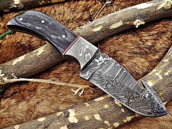 Custom Handmade Damascus Steel Gut Hook Skinner Knife | Christmas Gift, Birthday Gift, Wedding Gift, Anniversary Gift, Valentine's Gift - Image 5