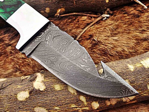 Custom Handmade Damascus Steel Gut Hook Skinner Knife | Christmas Gift, Birthday Gift, Wedding Gift, Anniversary Gift, Valentine's Gift - Image 5