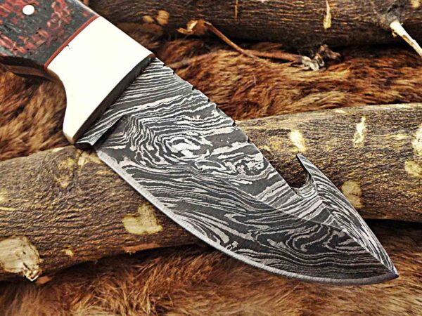 Custom Handmade Damascus Steel Gut Hook Skinner Knife | Christmas Gift, Birthday Gift, Wedding Gift, Anniversary Gift, Valentine's Gift - Image 4