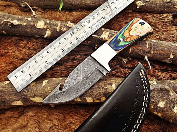 Custom Handmade Damascus Steel Gut Hook Skinner Knife | Christmas Gift, Birthday Gift, Wedding Gift, Anniversary Gift, Valentine's Gift