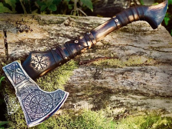 Viking Runes Helm of Awe Symbol Etched Blade Viking Axe Best Axe For Camping Hatchet | Best Gift For Him - Image 4